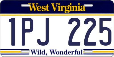 WV license plate 1PJ225