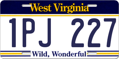 WV license plate 1PJ227