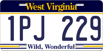 WV license plate 1PJ229