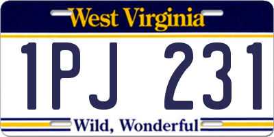 WV license plate 1PJ231