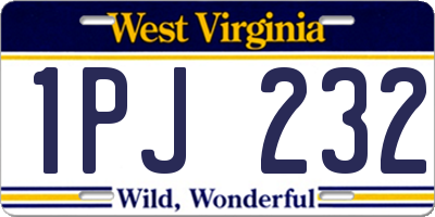 WV license plate 1PJ232