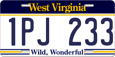WV license plate 1PJ233