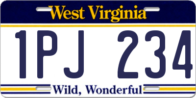 WV license plate 1PJ234