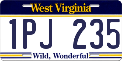 WV license plate 1PJ235