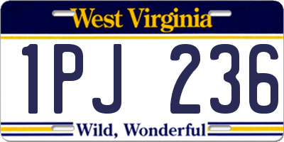 WV license plate 1PJ236