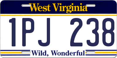WV license plate 1PJ238