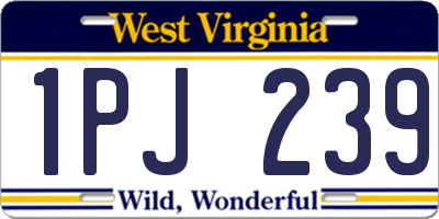 WV license plate 1PJ239