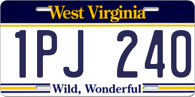WV license plate 1PJ240