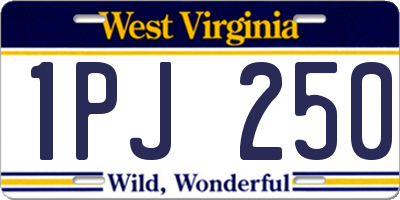 WV license plate 1PJ250