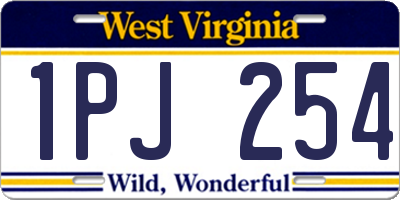 WV license plate 1PJ254
