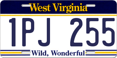 WV license plate 1PJ255