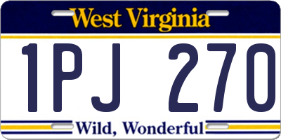 WV license plate 1PJ270