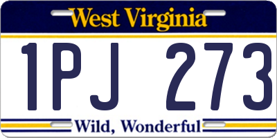 WV license plate 1PJ273