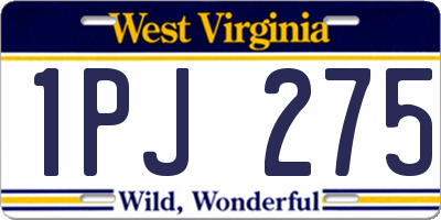 WV license plate 1PJ275