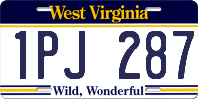 WV license plate 1PJ287
