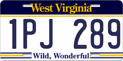 WV license plate 1PJ289