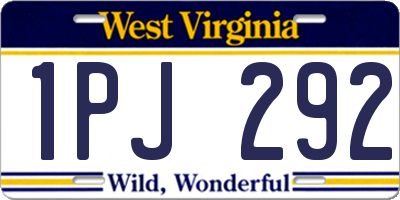 WV license plate 1PJ292