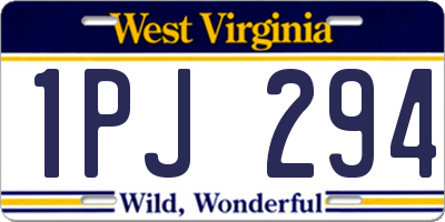 WV license plate 1PJ294