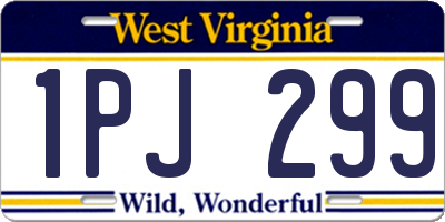 WV license plate 1PJ299