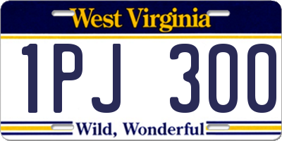 WV license plate 1PJ300