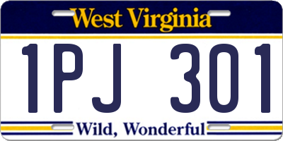 WV license plate 1PJ301