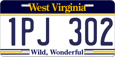 WV license plate 1PJ302