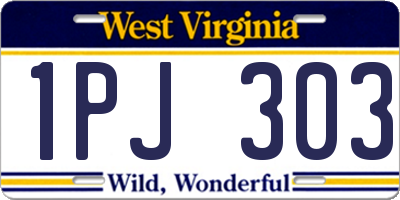 WV license plate 1PJ303