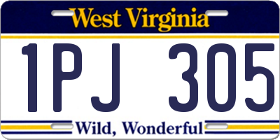 WV license plate 1PJ305