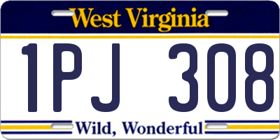 WV license plate 1PJ308
