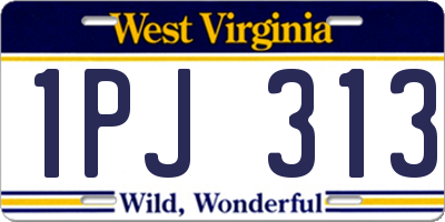 WV license plate 1PJ313