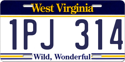 WV license plate 1PJ314