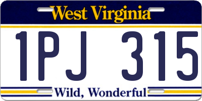 WV license plate 1PJ315