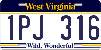 WV license plate 1PJ316