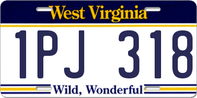 WV license plate 1PJ318