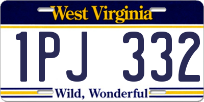 WV license plate 1PJ332