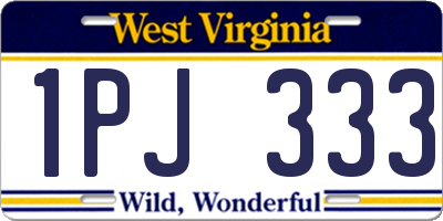 WV license plate 1PJ333
