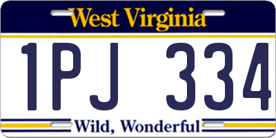 WV license plate 1PJ334