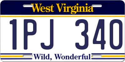 WV license plate 1PJ340
