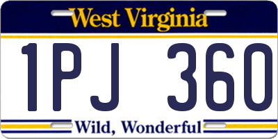 WV license plate 1PJ360
