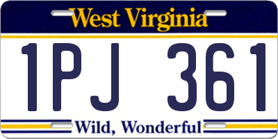 WV license plate 1PJ361