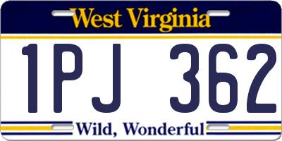 WV license plate 1PJ362