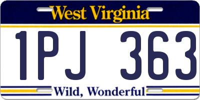 WV license plate 1PJ363