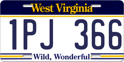 WV license plate 1PJ366