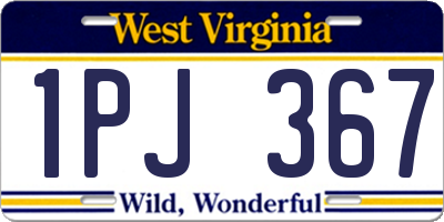 WV license plate 1PJ367