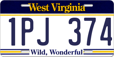 WV license plate 1PJ374