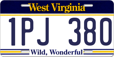 WV license plate 1PJ380
