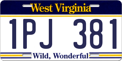 WV license plate 1PJ381