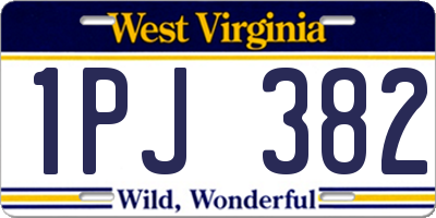 WV license plate 1PJ382