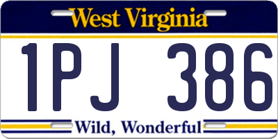 WV license plate 1PJ386