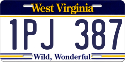 WV license plate 1PJ387
